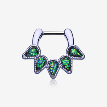 Colorline Opal Quinary Spear Septum Clicker-Purple/Black